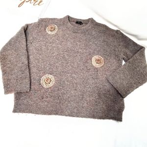 Zara Italian Yarn Embellished Knit Sweater